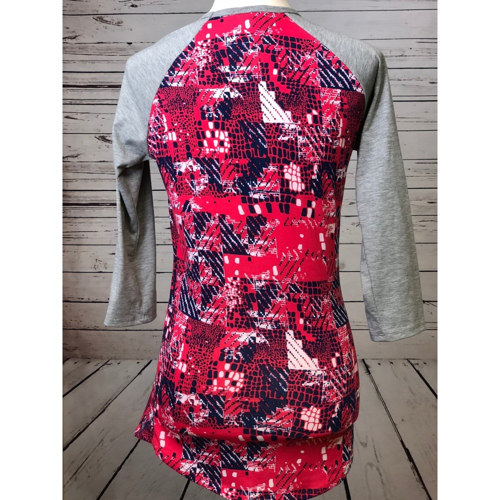 LuLaRoe Randy Baseball Tee XXS Geometric 3/4 Sleeve Shirt Womens‎ Patriotic USA